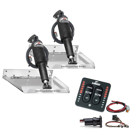 LENCO MARINE 12" x 12" Trim Tab Kit w/LED Indicator Switch Kit 12V RT12X12I